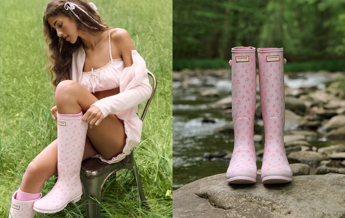 Hunter x LoveShackFancy floral rain boots collection for women and kids