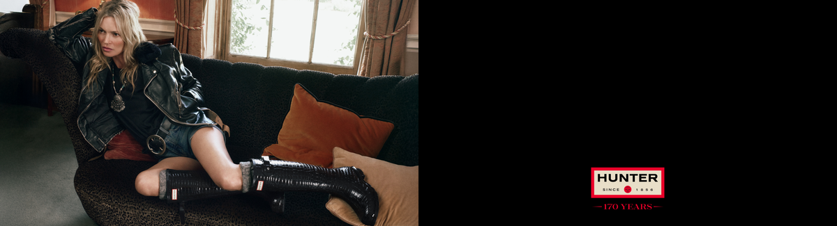 Promotional banner for Hunter x Kate Moss Croco collection