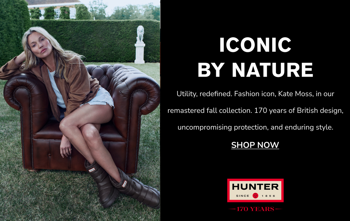 Promotional banner for Hunter x Kate Moss collection