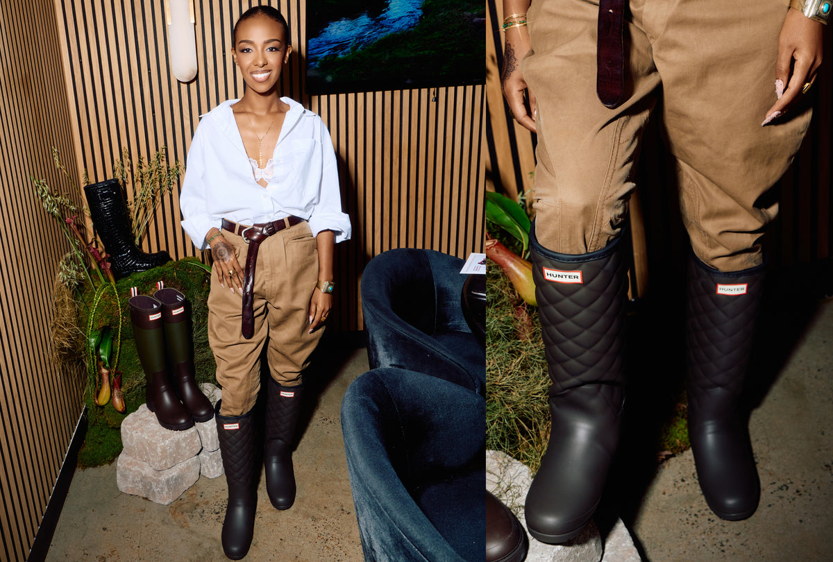 Influencer photo wearing Hunter Quilted boots