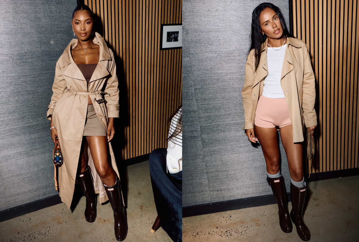 Influencer photo wearing Hunter Original Gloss boots
