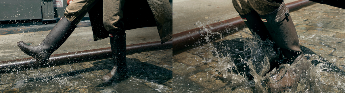 Promotional banner featuring women's Brown Again boots