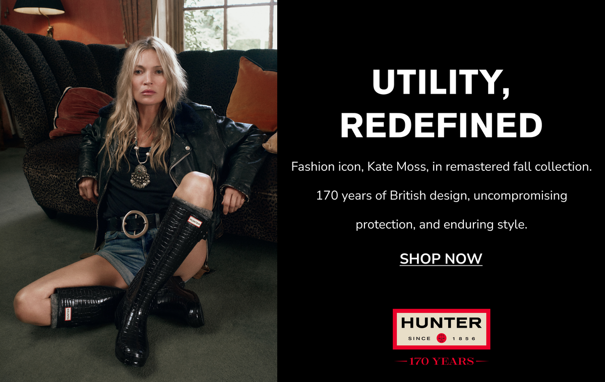 Promotional banner for Hunter x Kate Moss collection