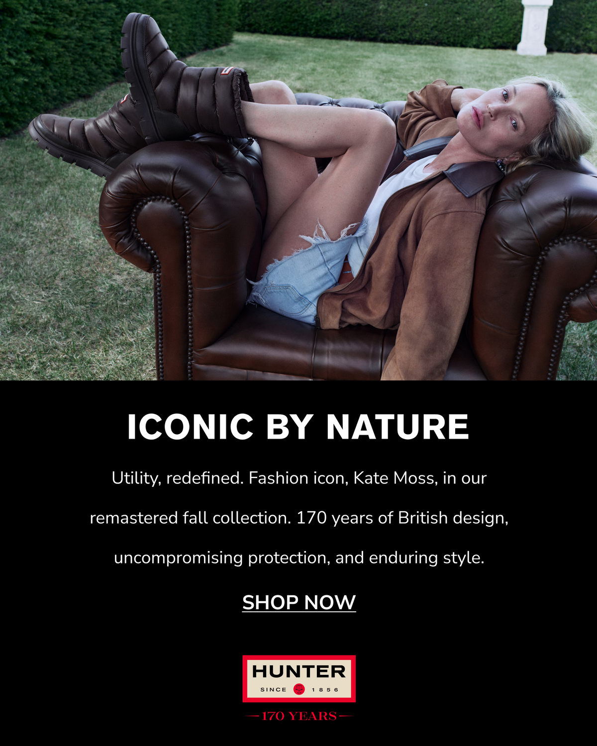 Promotional banner for Hunter x Kate Moss collection