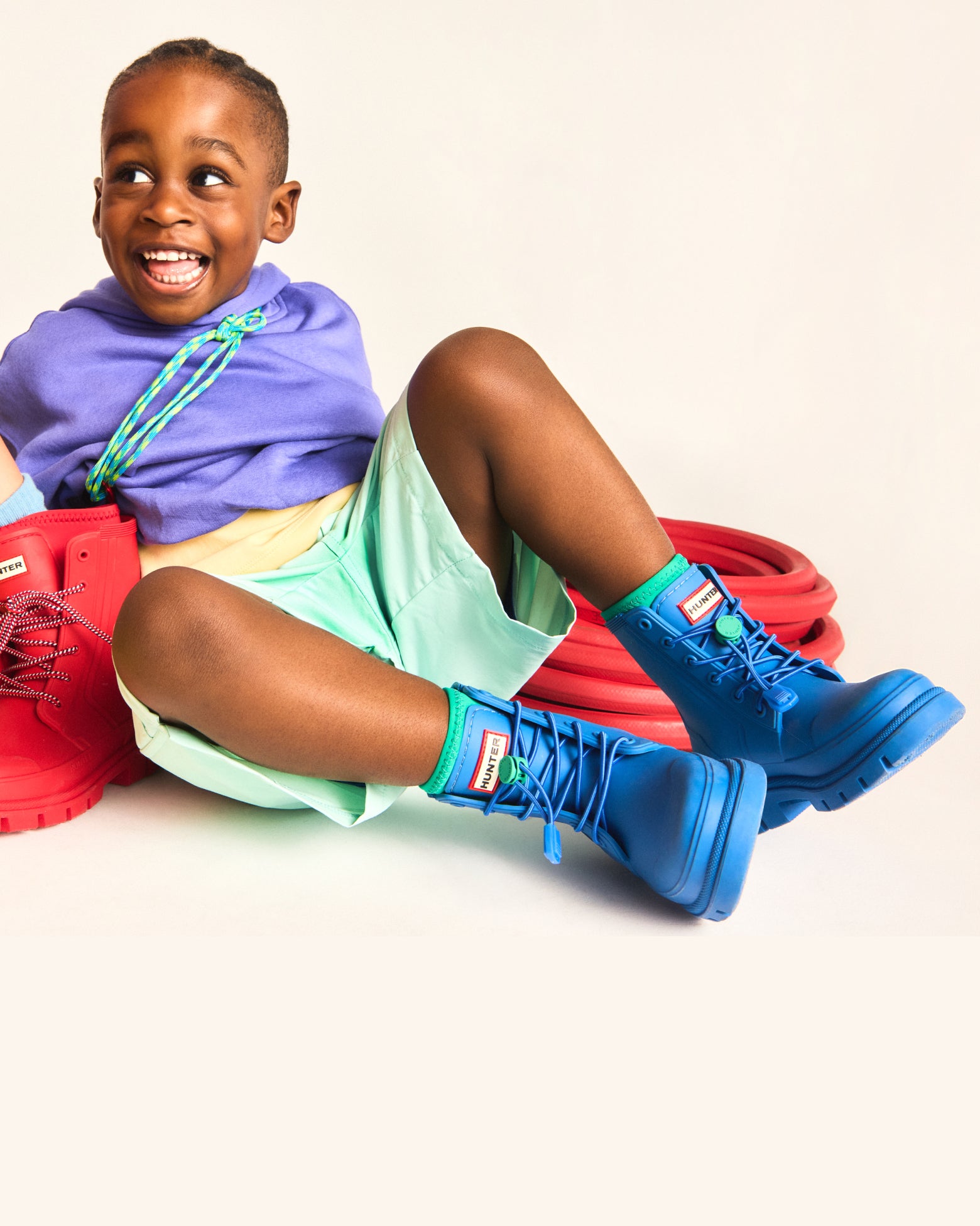 Kids’ Stamp Lace-Up Waterproof Ankle Boots in Blue