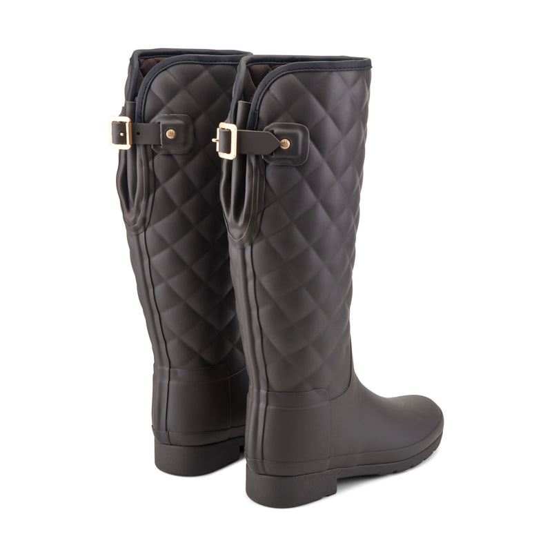 Women's Refined Adjustable Quilted Slim Fit Tall Rain Boots