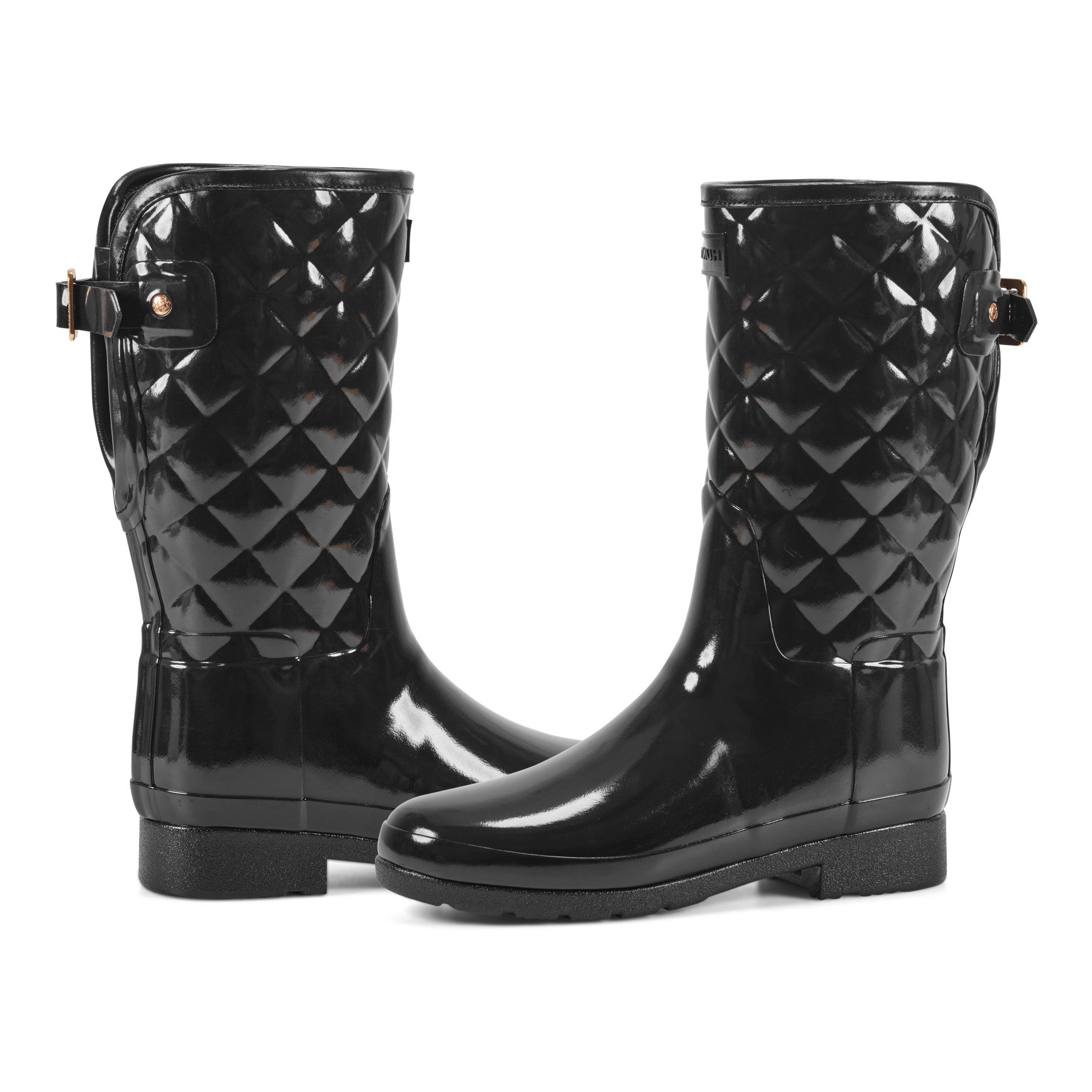 靴 HUNTER REFINED GLOSS QUILT Women's Adjustable Quilted Refined Slim Fit Short Rain Boots