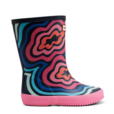 Little Kids Original First Classic Wave Ripple Print Boot - Hunter Boots Little Kids Original First Classic Wave Ripple Print Boot Blue Ripple Hunter Boots Little Kids > Rain Boots > Kids Rain Boots