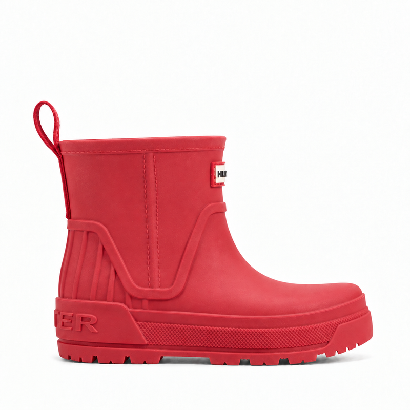 Medium-red Big Kids Grace rain boot on white background